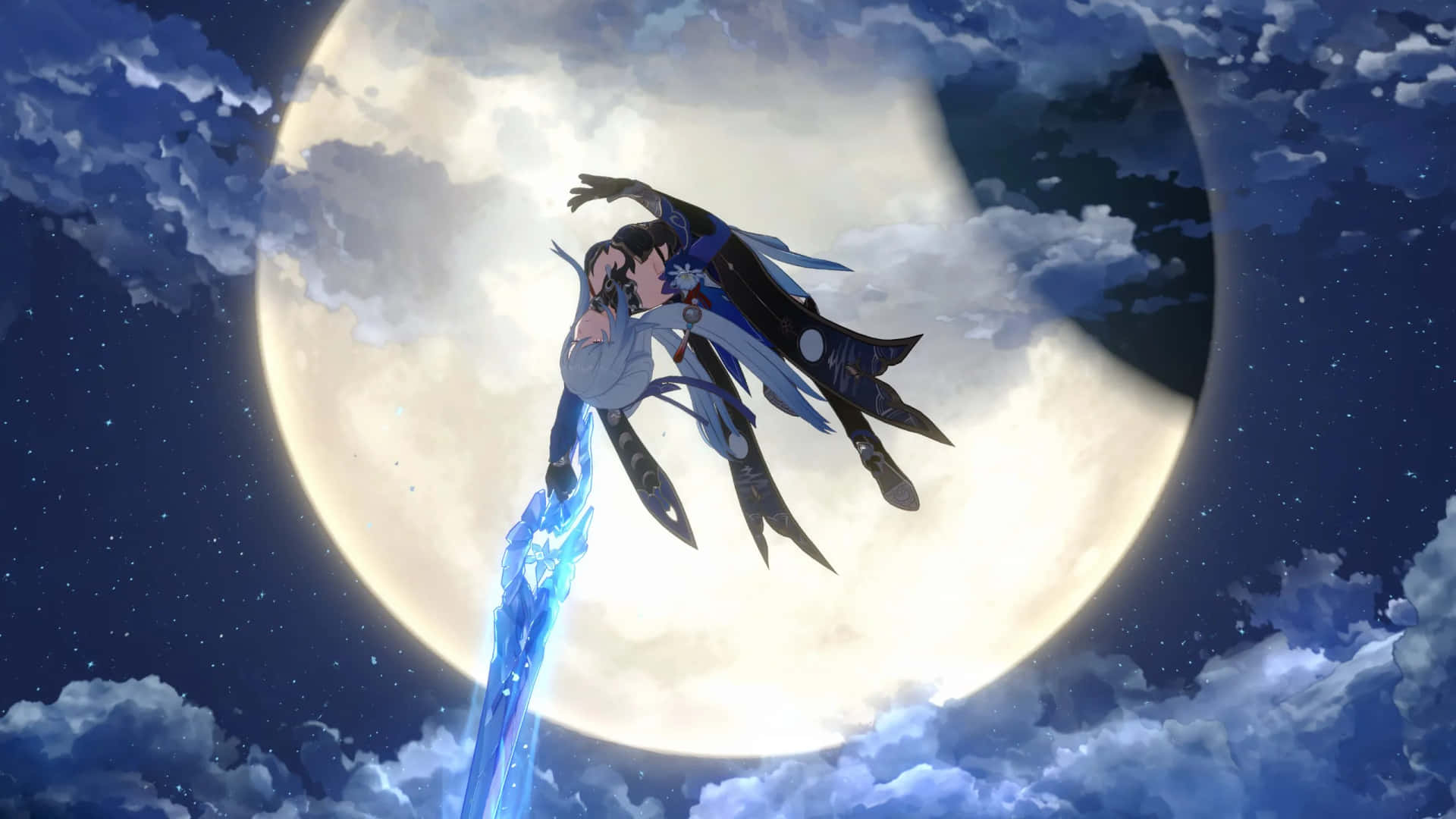 Moonlit_ Embrace_ Anime_ Art Wallpaper