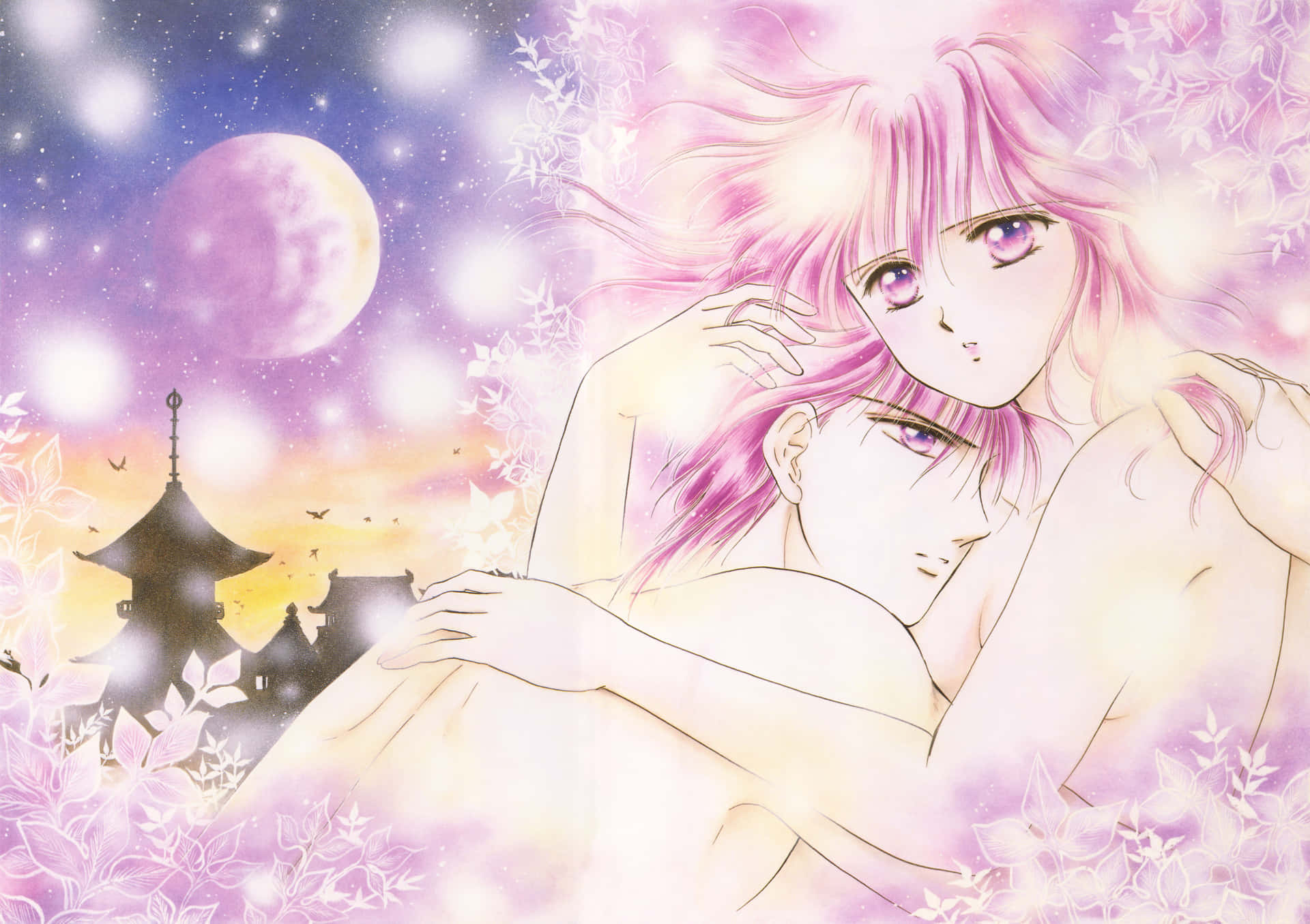 Moonlit_ Embrace_ Anime_ Art Wallpaper