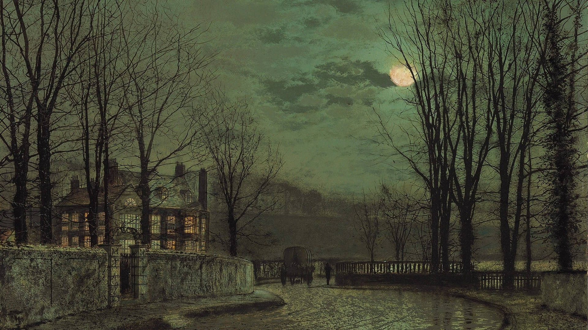 Moonlit_ Estate_ Night_ Scene Wallpaper