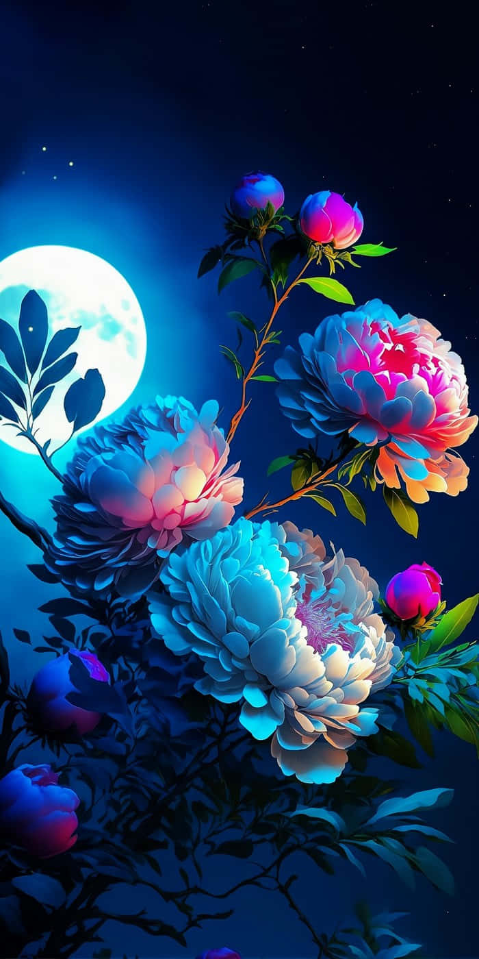 Moonlit Floral Fantasy Artwork Wallpaper