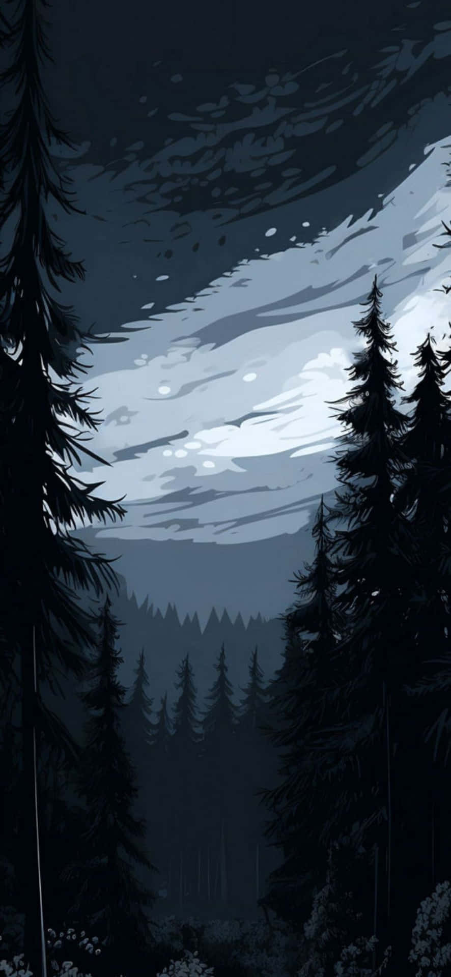 Moonlit_ Forest_ Night_ Scene Wallpaper