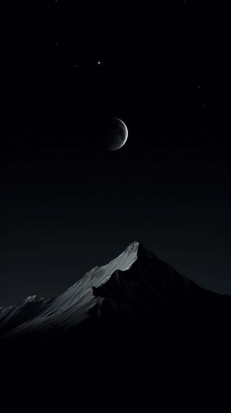 Moonlit_ Mountain_ Peak_ Nightscape Wallpaper