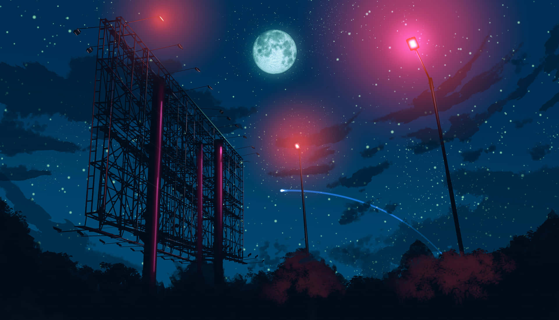 Moonlit Night Construction Site Wallpaper