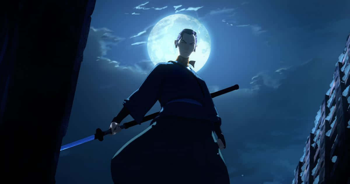 Moonlit Samurai Stance Wallpaper