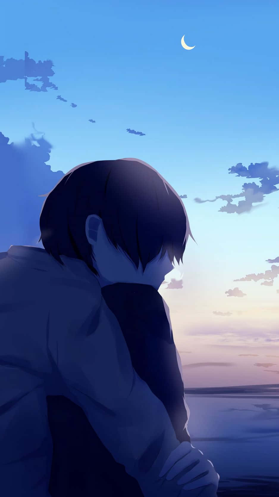 Moonlit Solitude Anime Scene Wallpaper