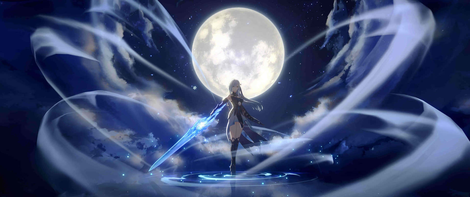 Moonlit Warrior Fantasy Art Wallpaper