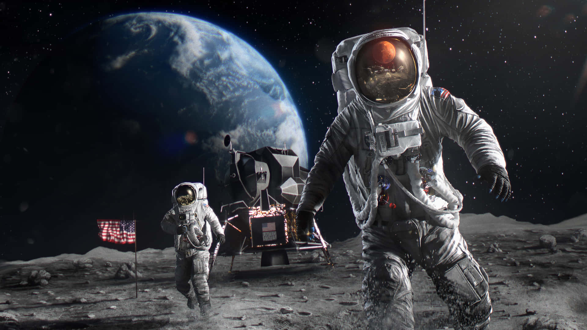 Moonwalk With Earthin Background Wallpaper