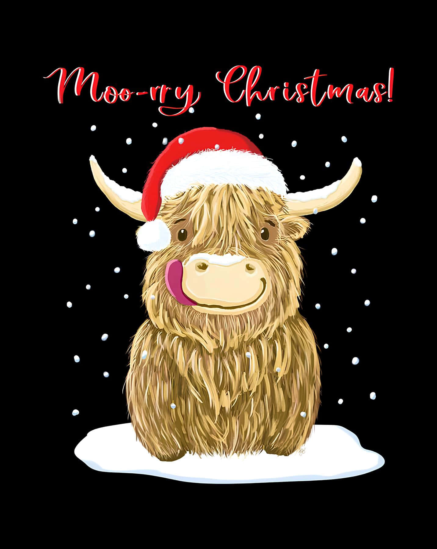 Moorry Christmas Cow Santa Hat Wallpaper