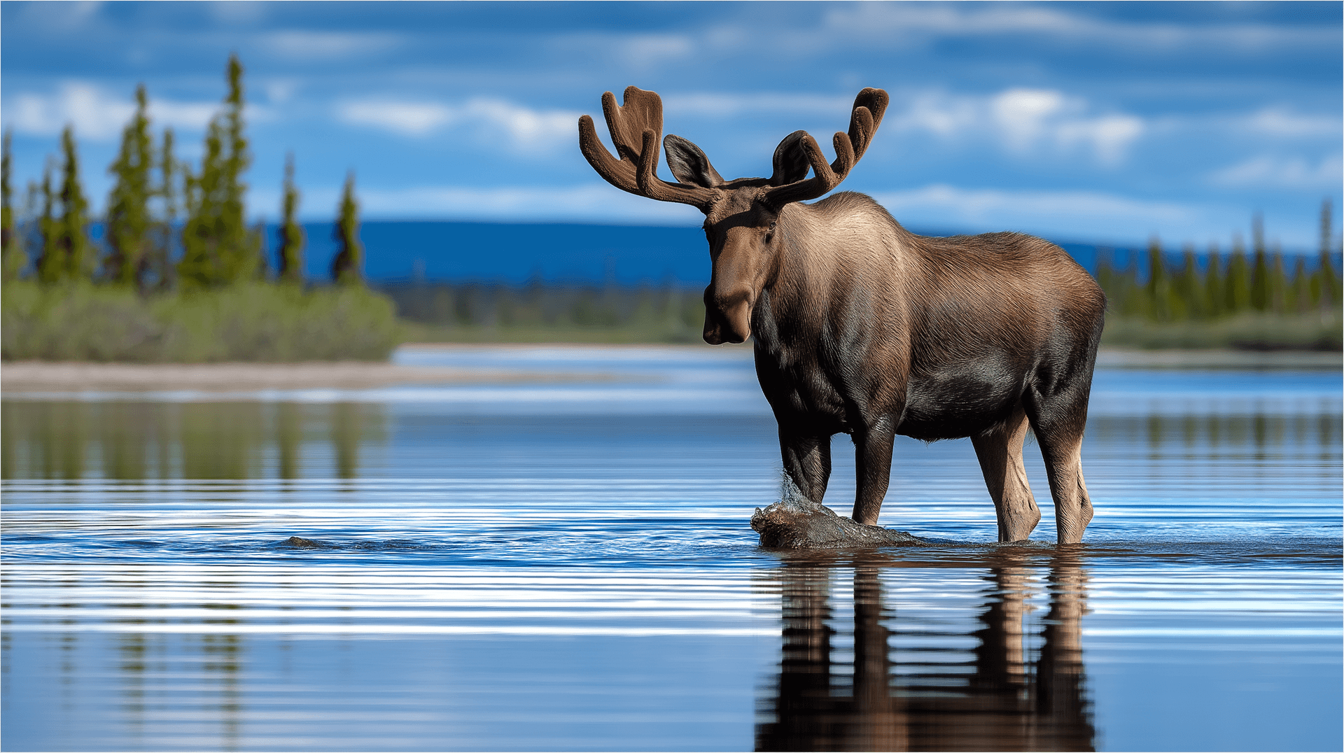 Moose In Lake Wallpaper