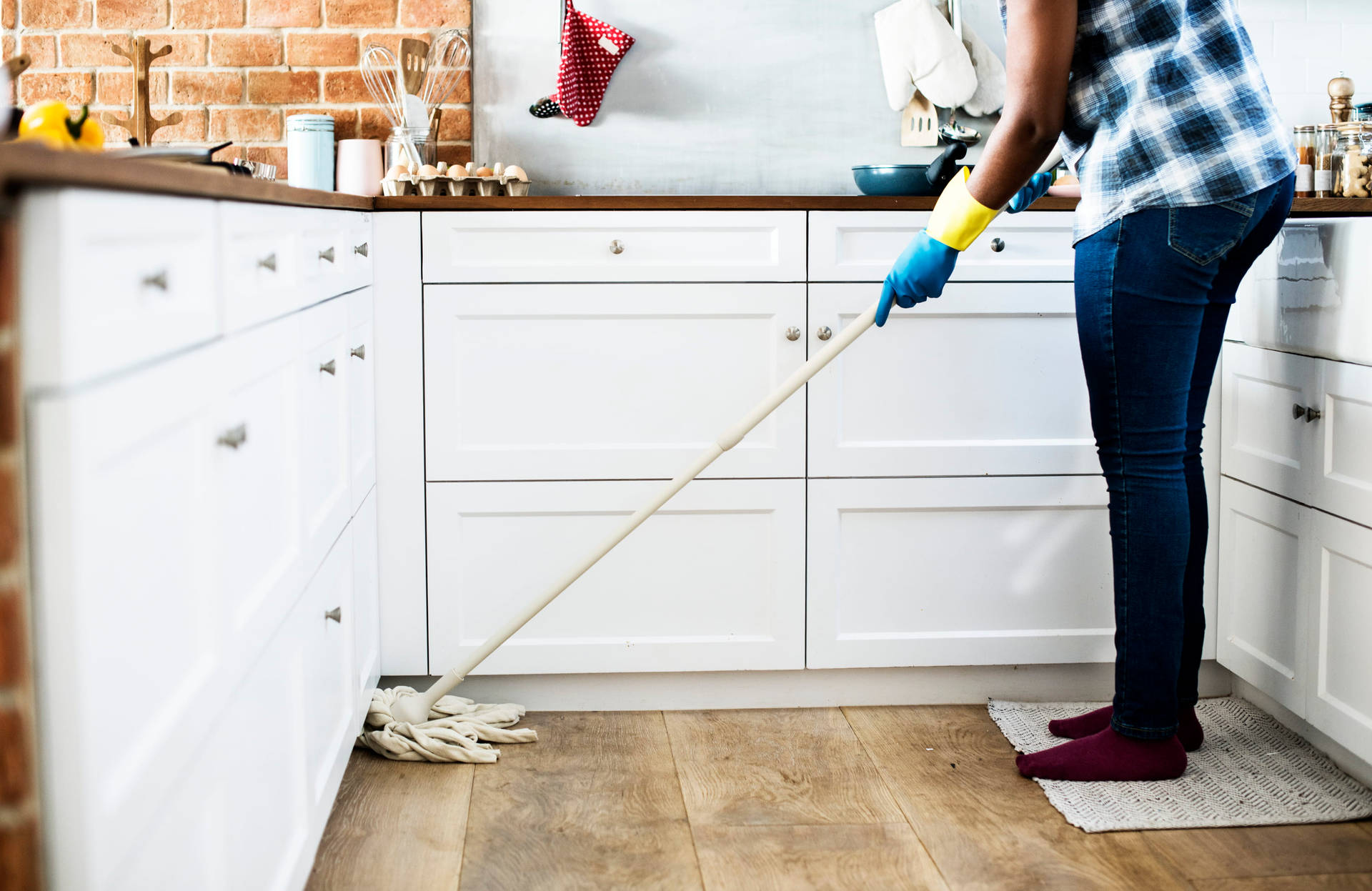 Moppe køkken gulv hus rengøring Wallpaper