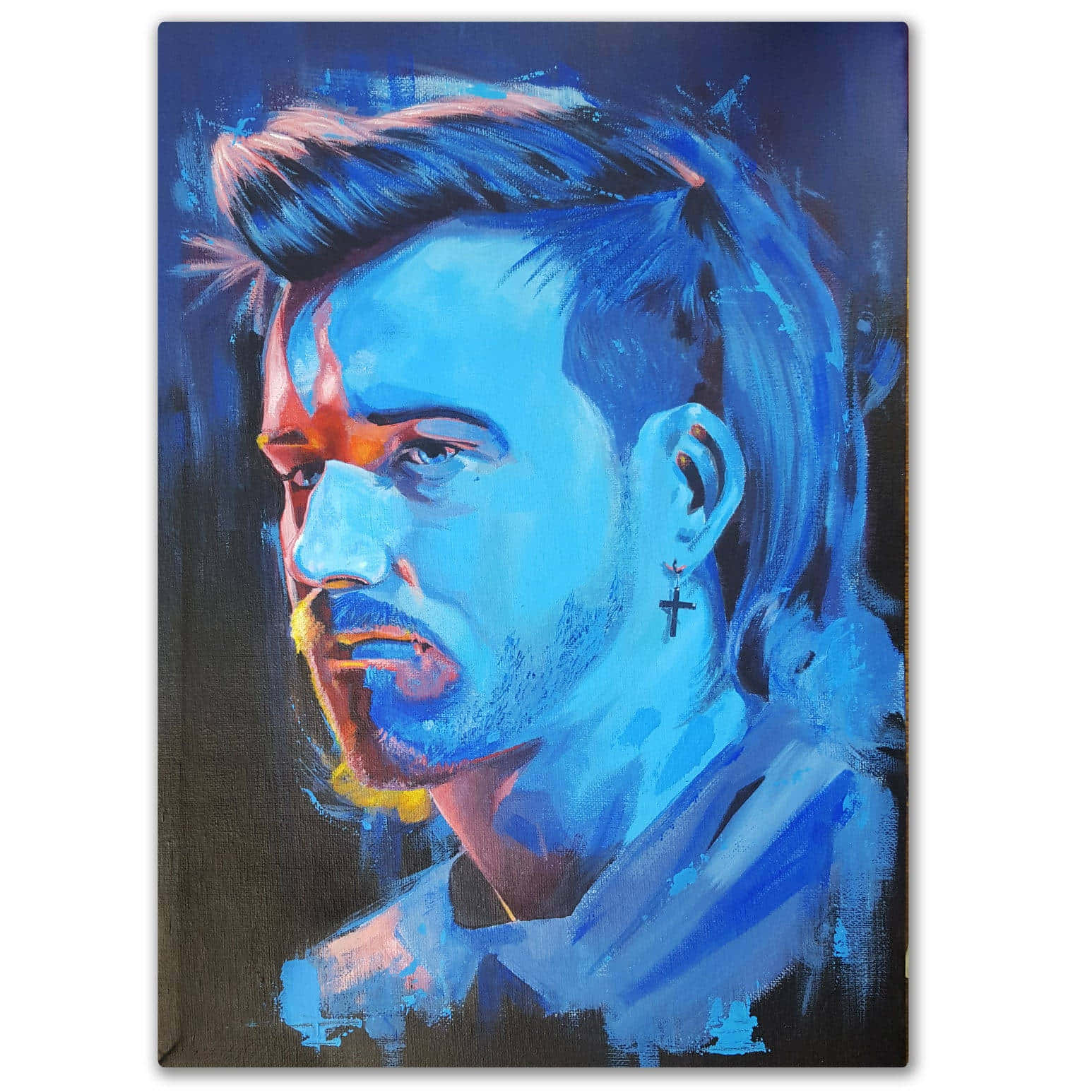 A Painting Of A Man With Blue Hair