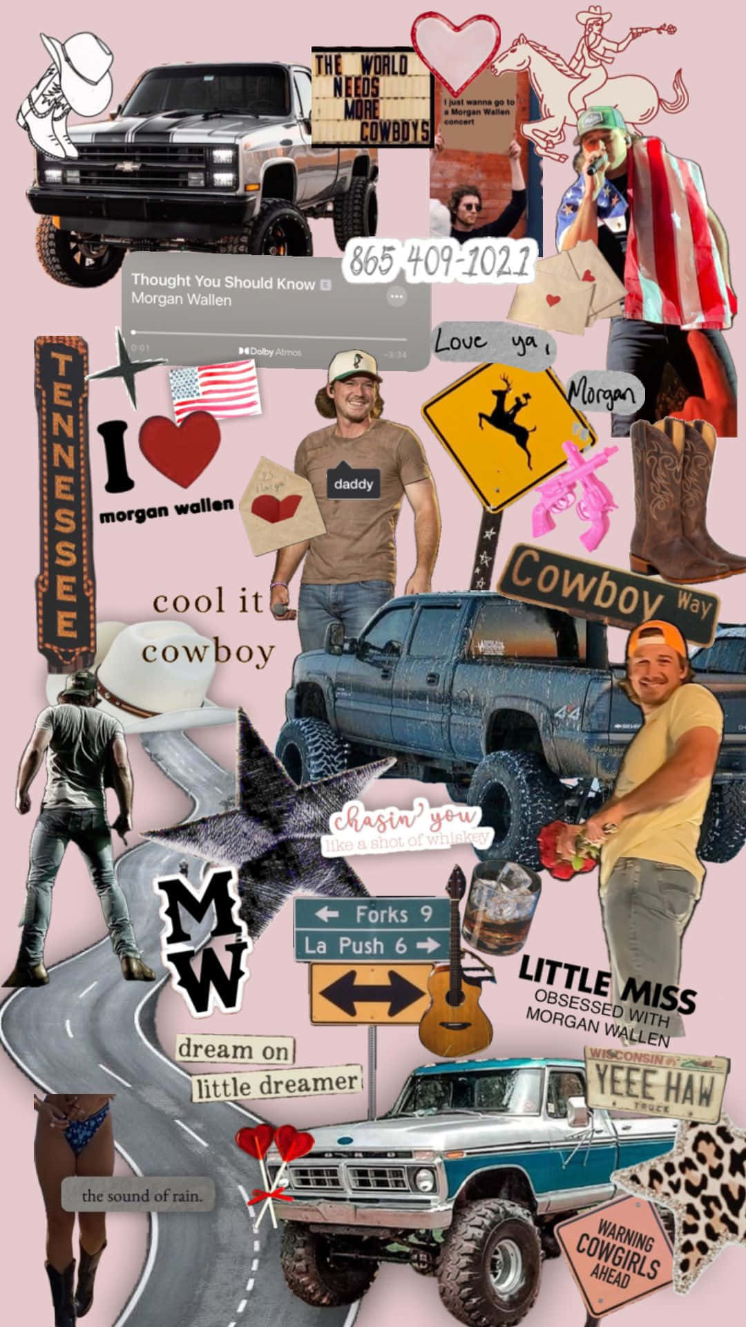 Morgan Wallen Country Aesthetic Collage Wallpaper
