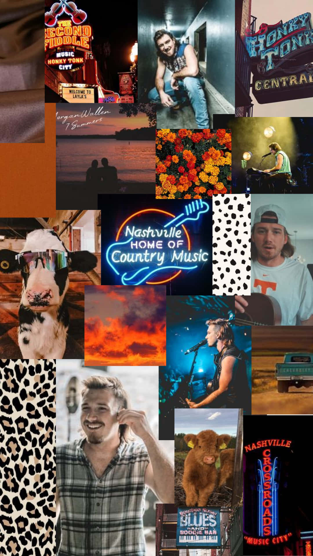 Morgan Wallen Inspired Collage Wallpaper