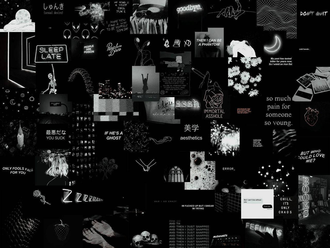 Mørk Æstetisk Computer Med Triste Billeder Wallpaper