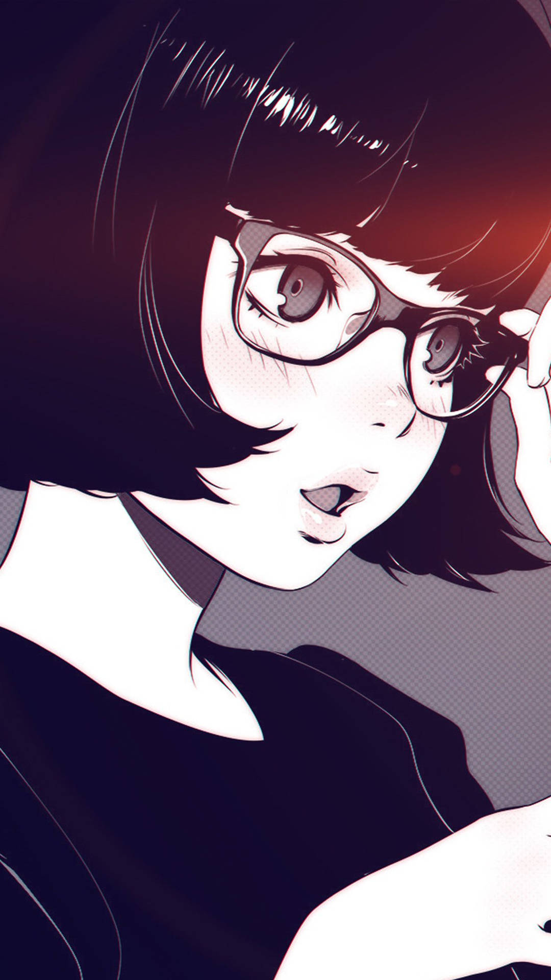 Mørk Anime Æstetisk Pige Med Briller Wallpaper