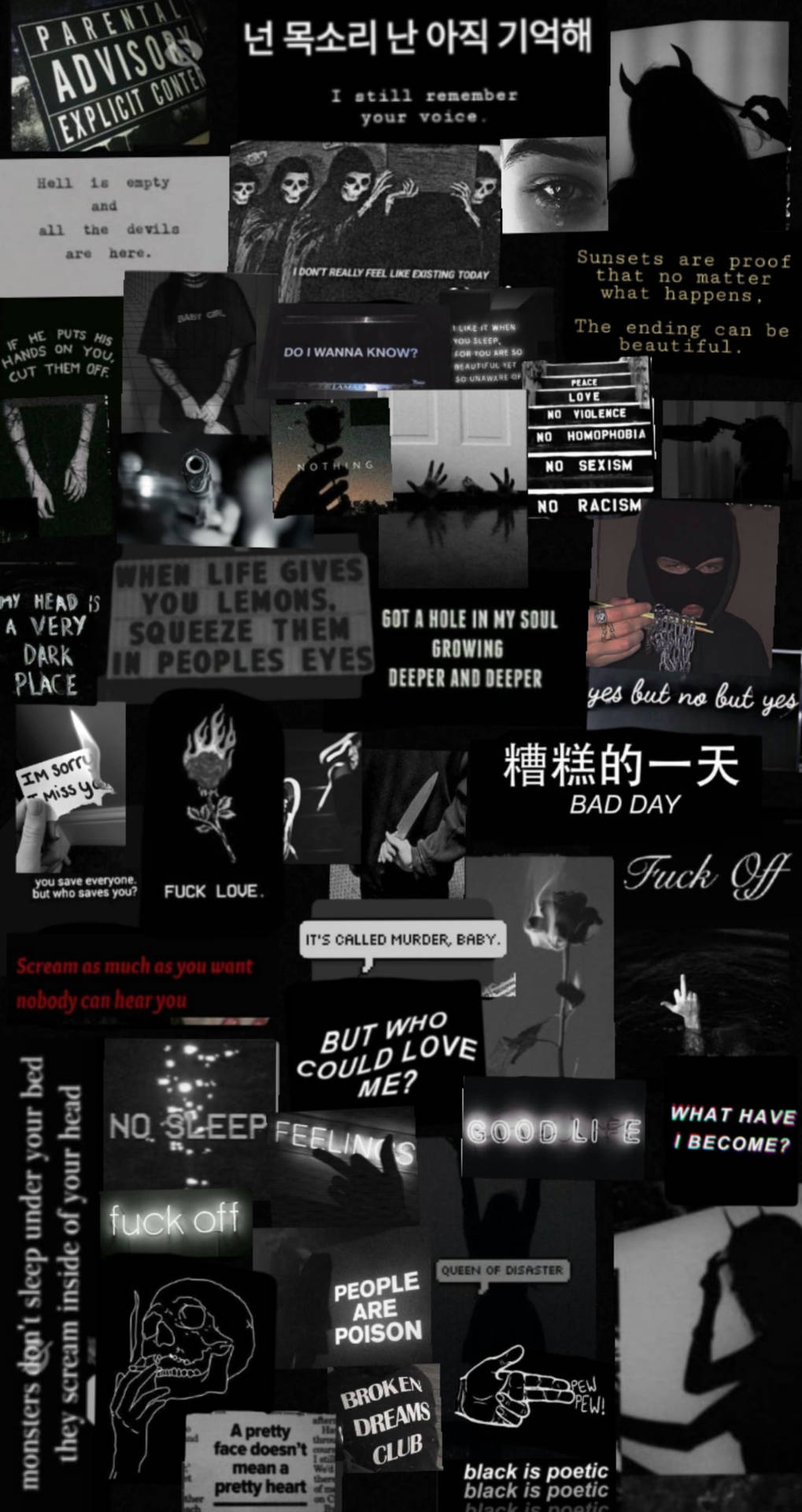 Mørk Girly Collage Wallpaper