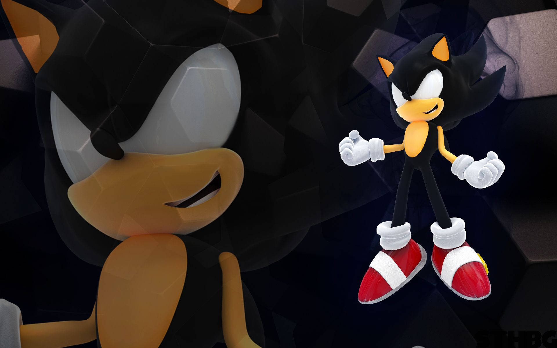 Mørk Sonic 3d Abstrakt Kunst Wallpaper