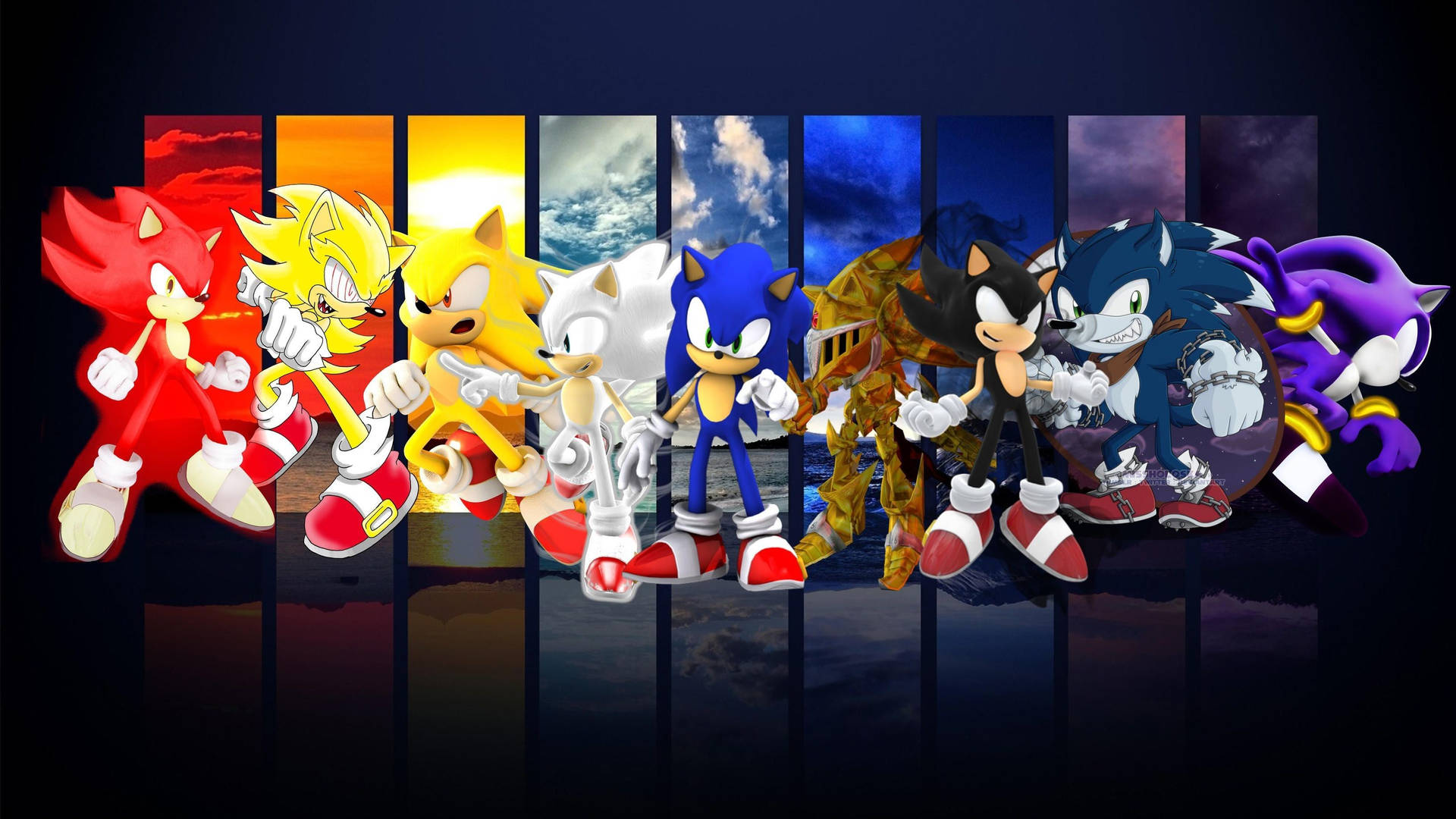 Mørk Sonic Og Venner Collage Wallpaper