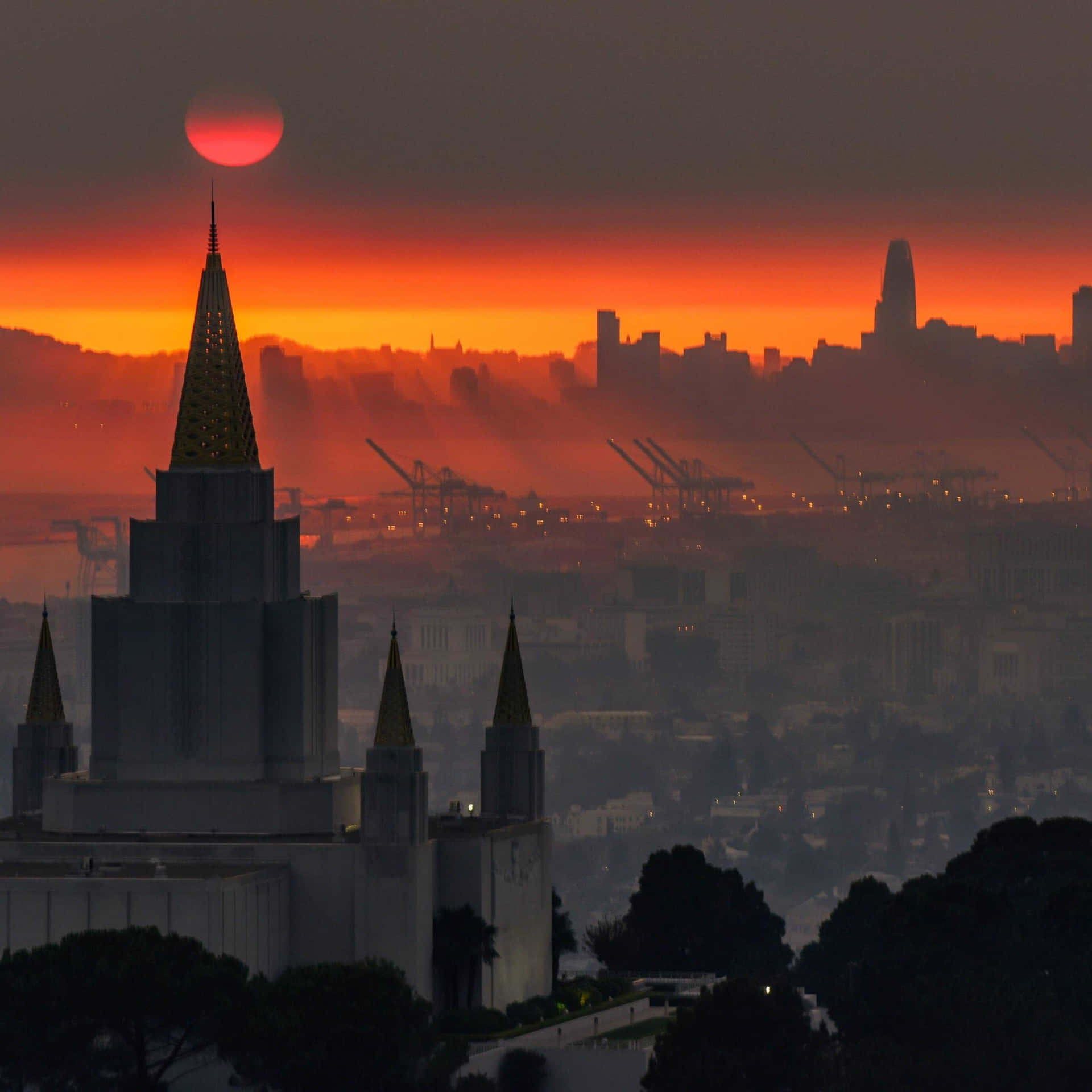 Mormon Temple And The Blood Moon Wallpaper