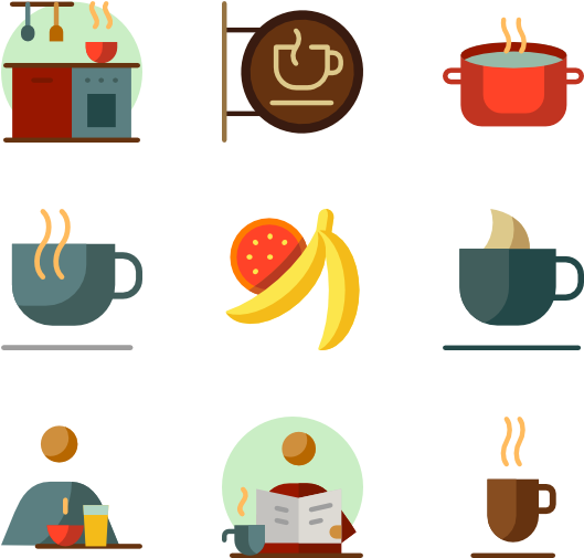 Morning Breakfast Icons Set PNG