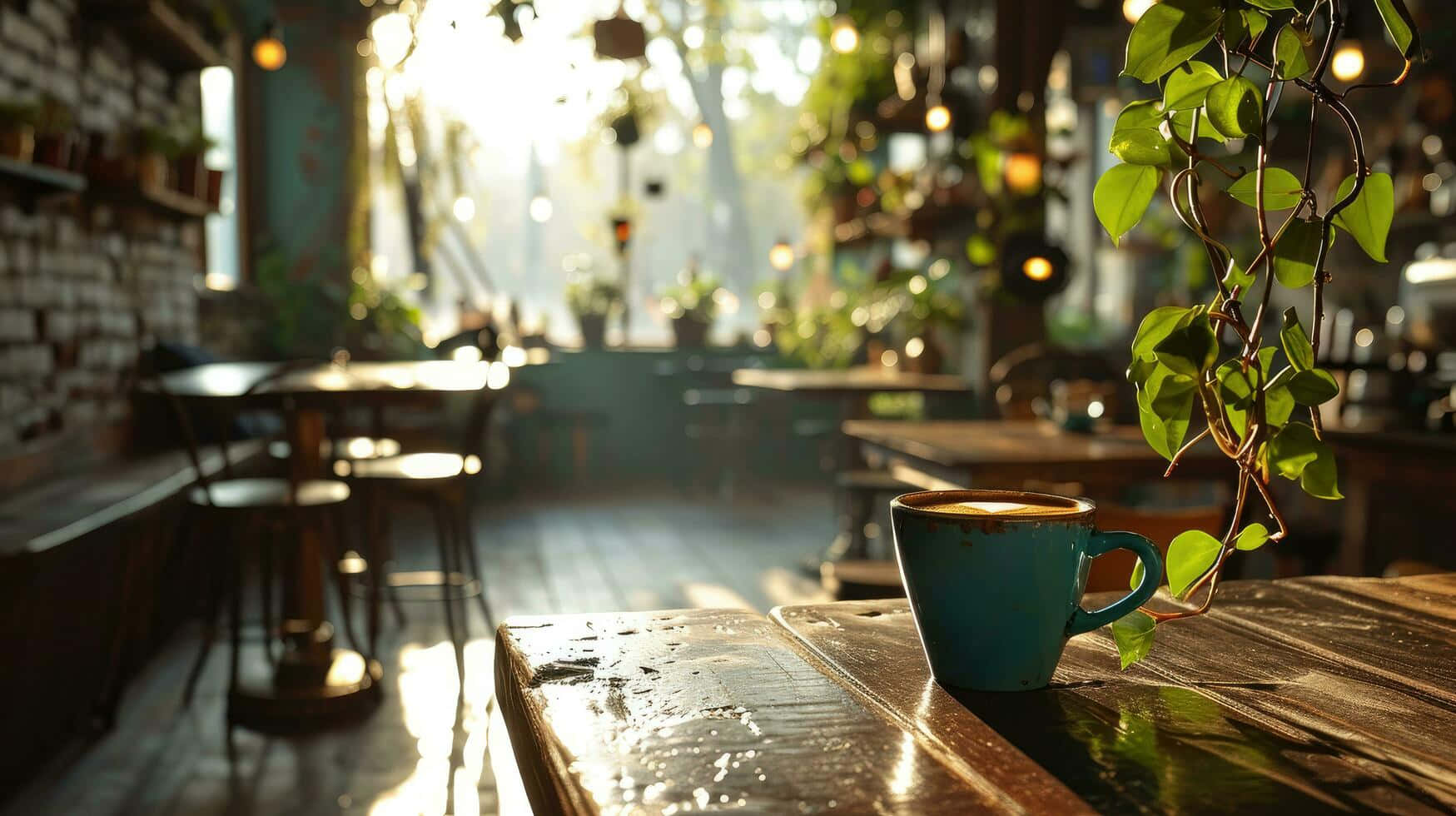 Morning Coffee Shop Ambiance Wallpaper