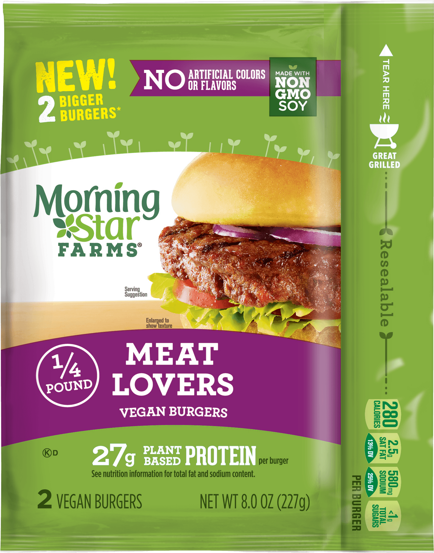 Morning Star Farms Meat Lovers Vegan Burgers Package PNG
