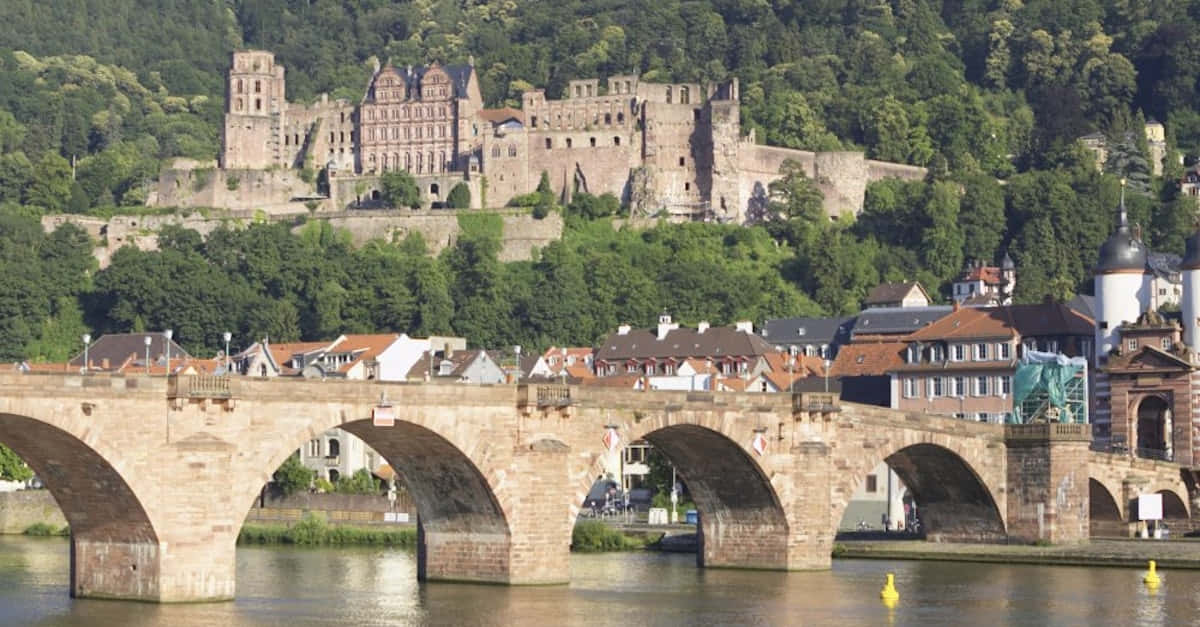 Morning View Of Heidelberg Castle Bridge Wallpaper