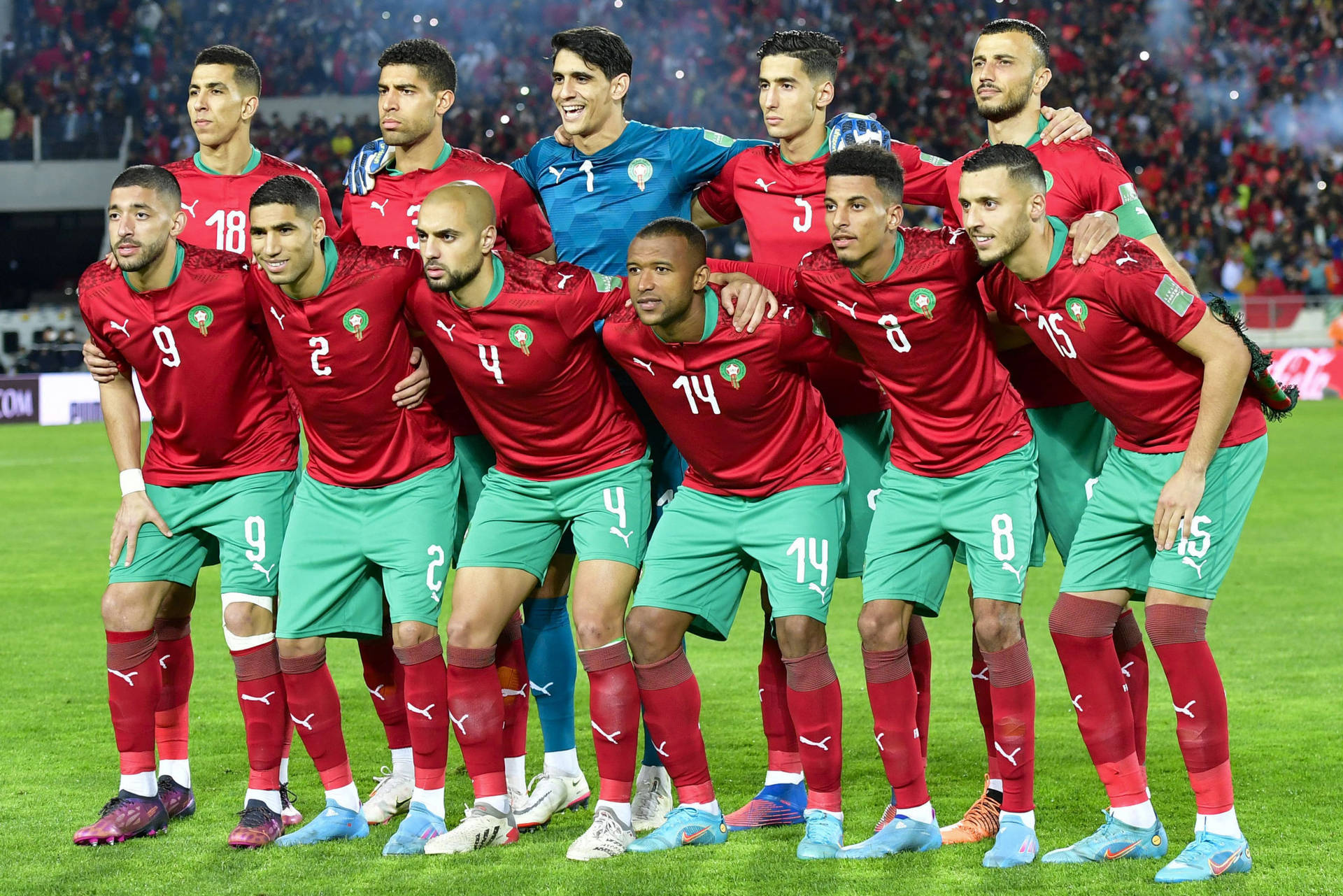 Morocco National Football Team Group Photo Side View Wallpaper