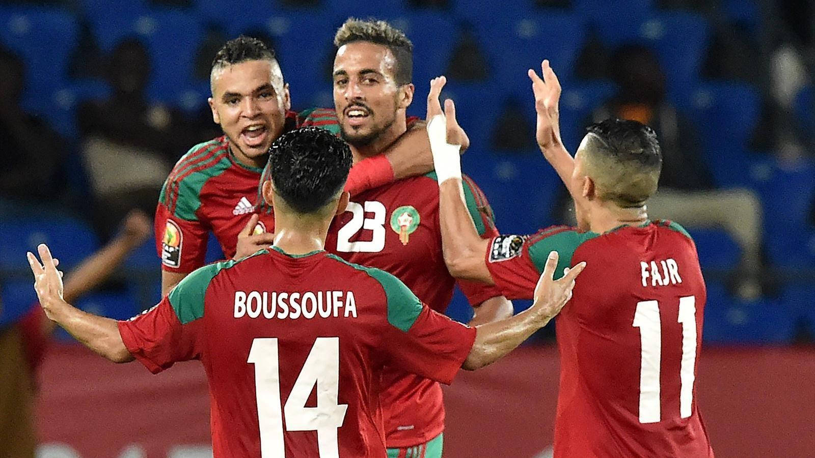 Morocco National Football Team Happy On Field Wallpaper
