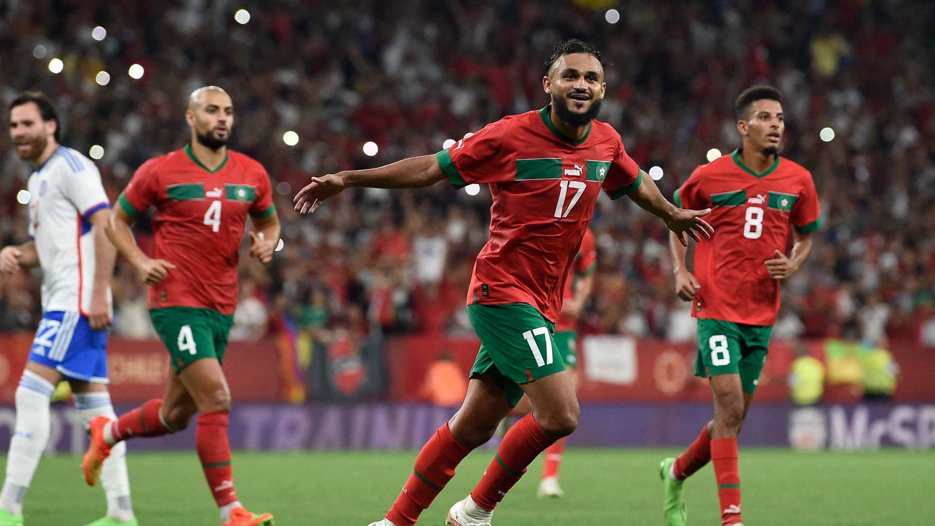Morocco National Football Team Players Running Wallpaper