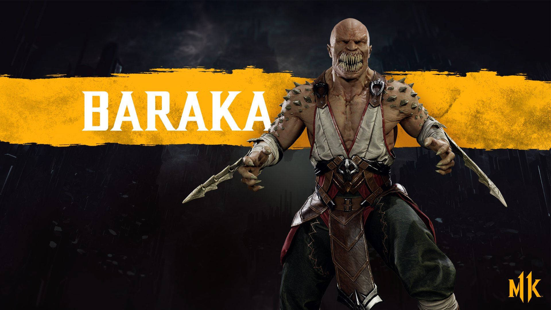 Baraka, from Mortal Kombat 11, is poised to unleash a fearsome attack. Wallpaper