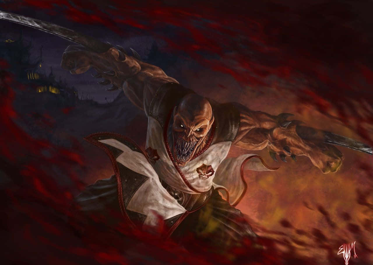 Mortal Kombat's menacing Baraka in battle stance Wallpaper