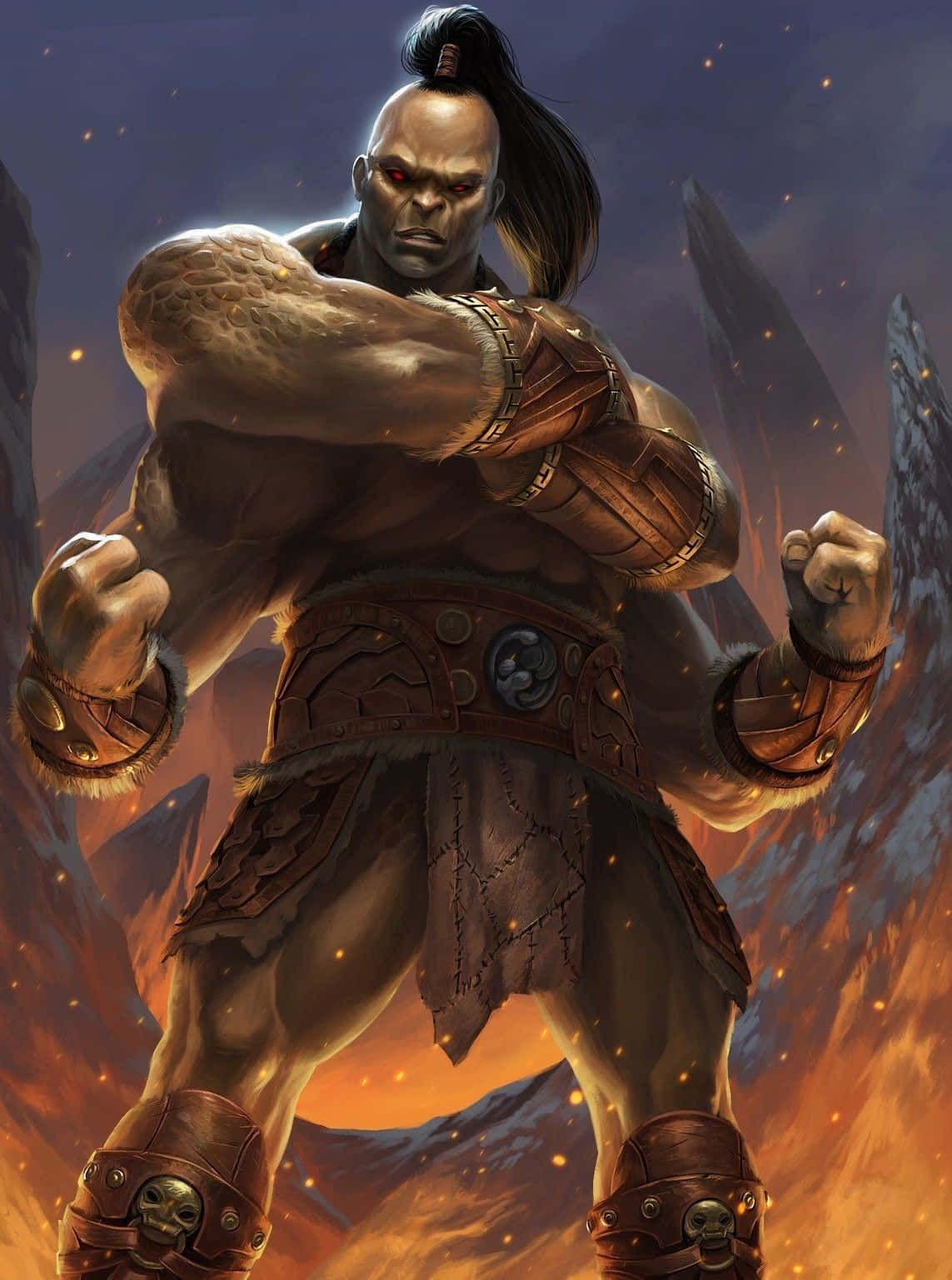 Goro, the powerful half-human half-dragon warrior, striking a fearsome pose in Mortal Kombat. Wallpaper
