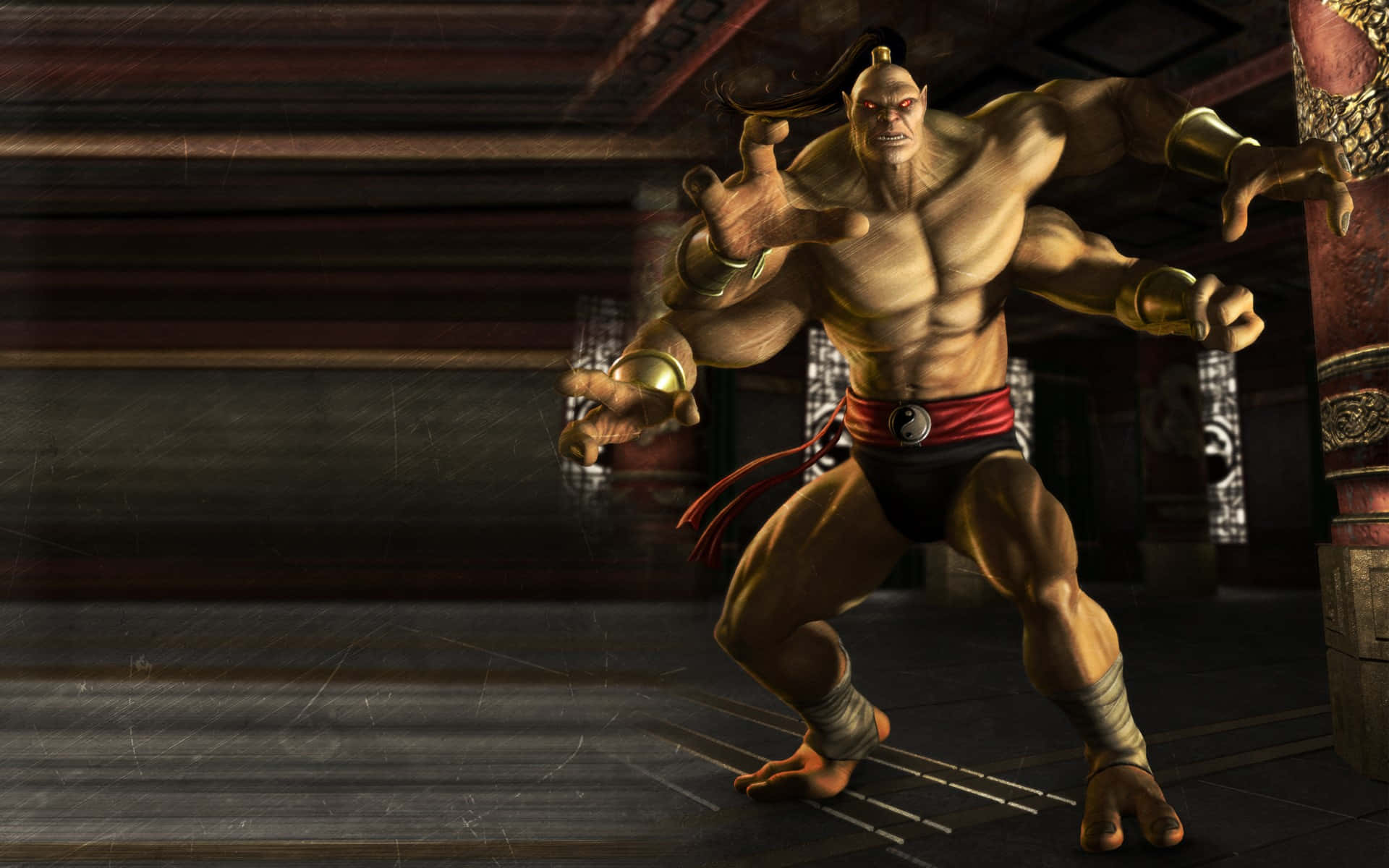 Goro, the fearsome Shokan warrior, dominating the battlefield in Mortal Kombat Wallpaper