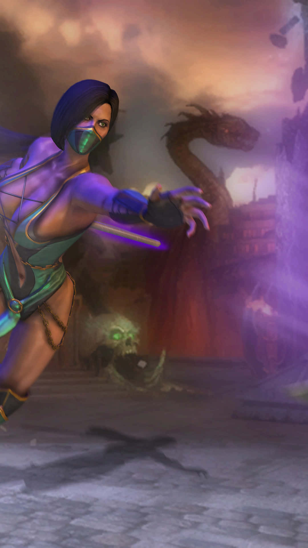Jade battles for victory in Mortal Kombat. Wallpaper