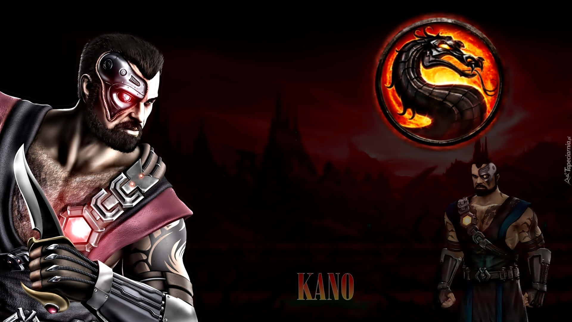 Intense Kano from Mortal Kombat in Battle Stance Wallpaper