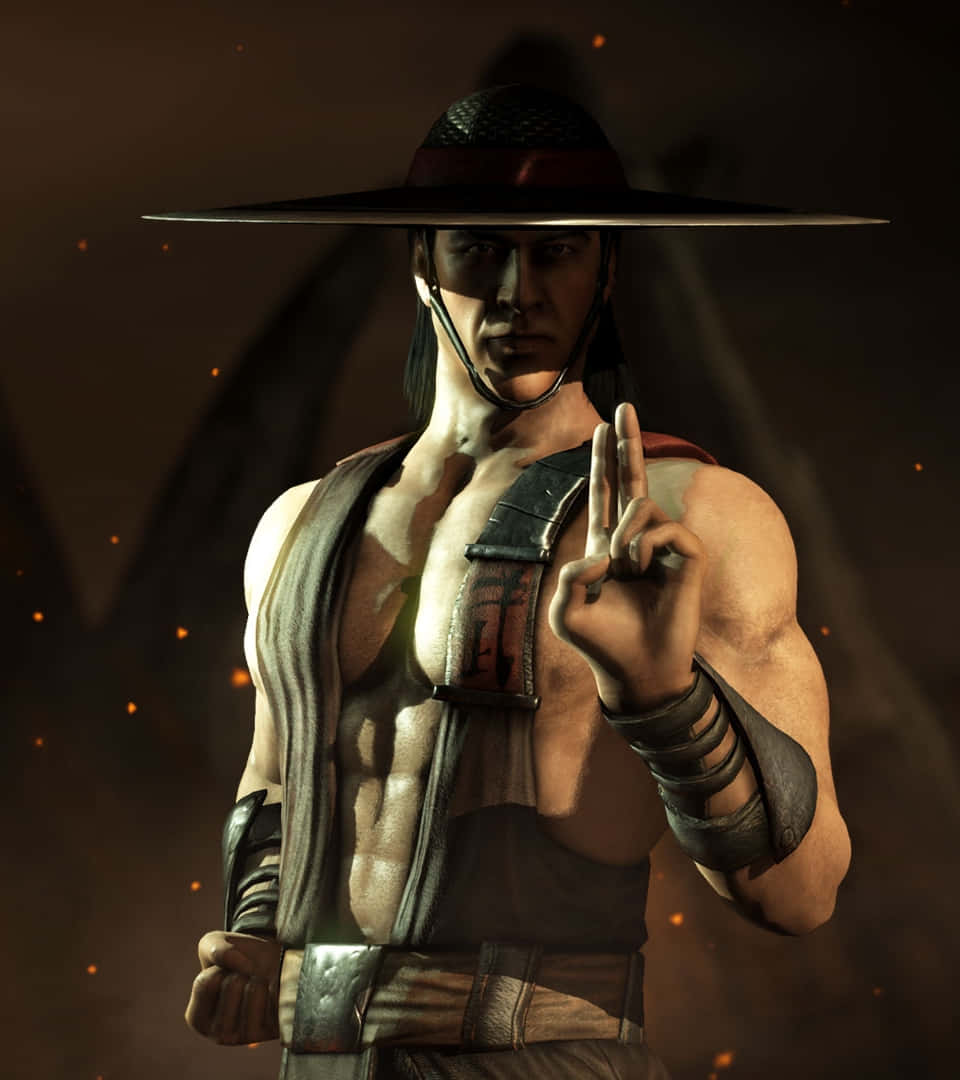 Kung Lao displays his sharp hat and iconic fighting stance in Mortal Kombat. Wallpaper