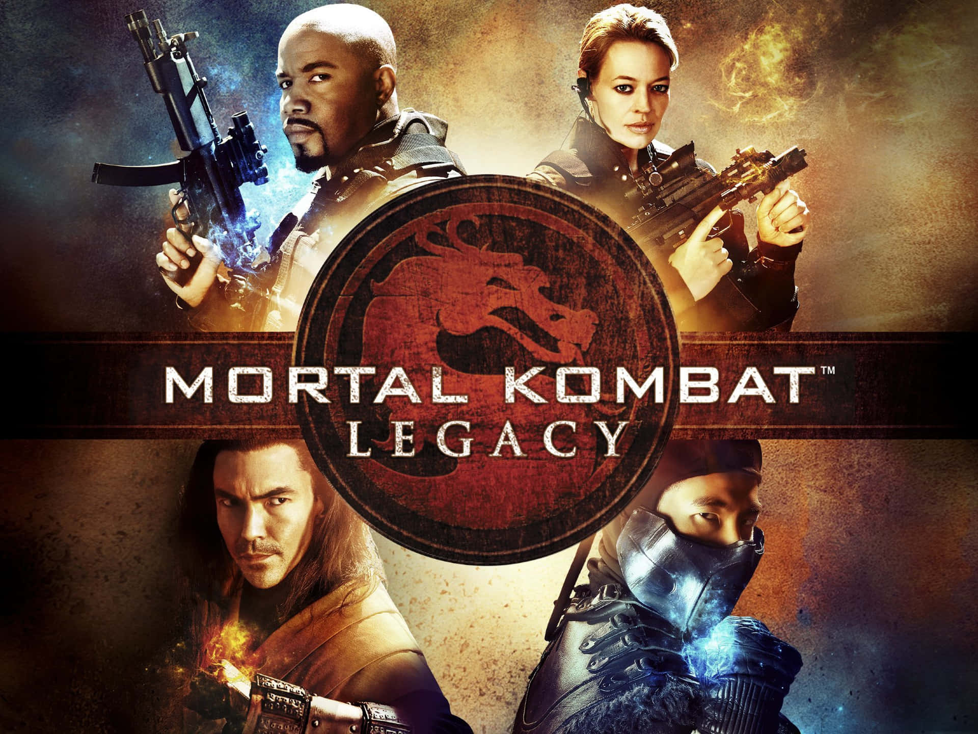 Legendary Mortal Kombat characters in intense battle action Wallpaper