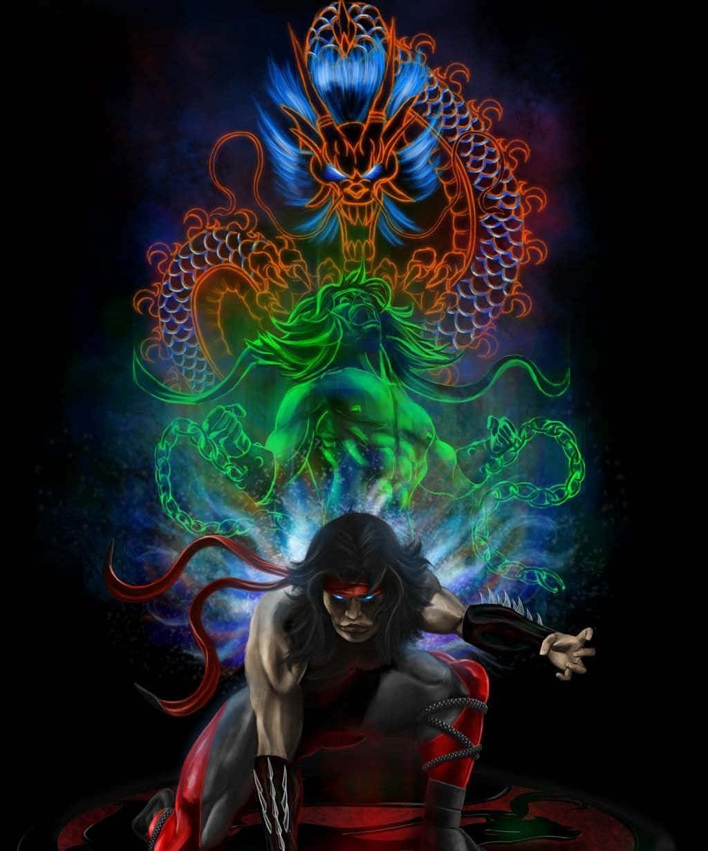 Liu Kang performing a flying kick in Mortal Kombat Wallpaper