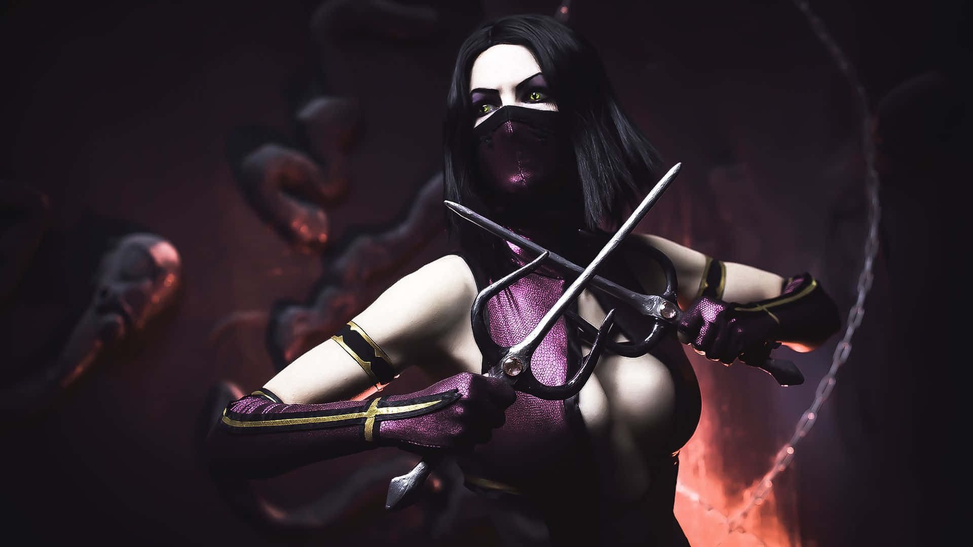 Deadly Elegance - Mileena from Mortal Kombat Showcasing her Lethal Beauty Wallpaper