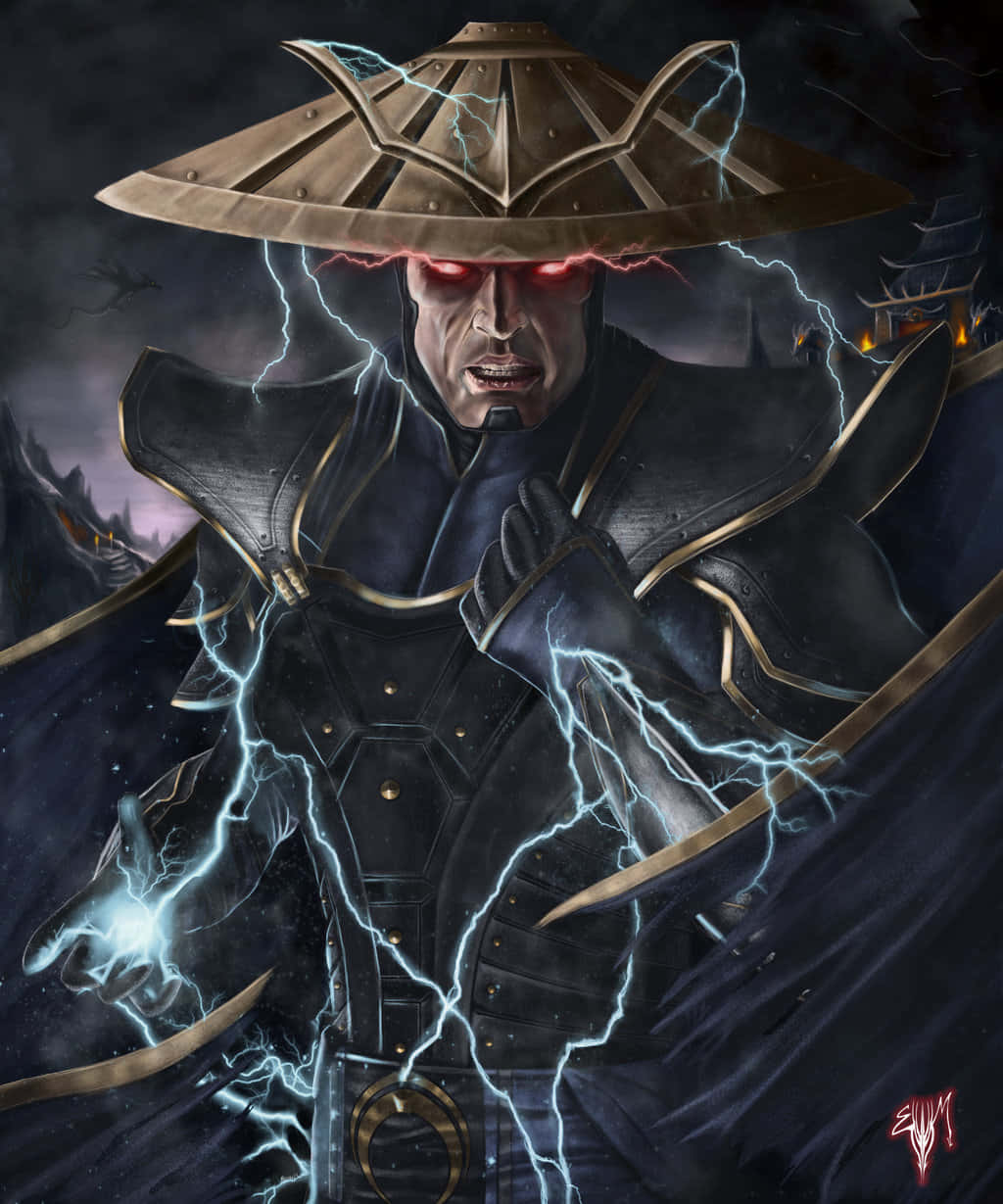 Raiden, the God of Thunder, stands ready for battle in Mortal Kombat Wallpaper