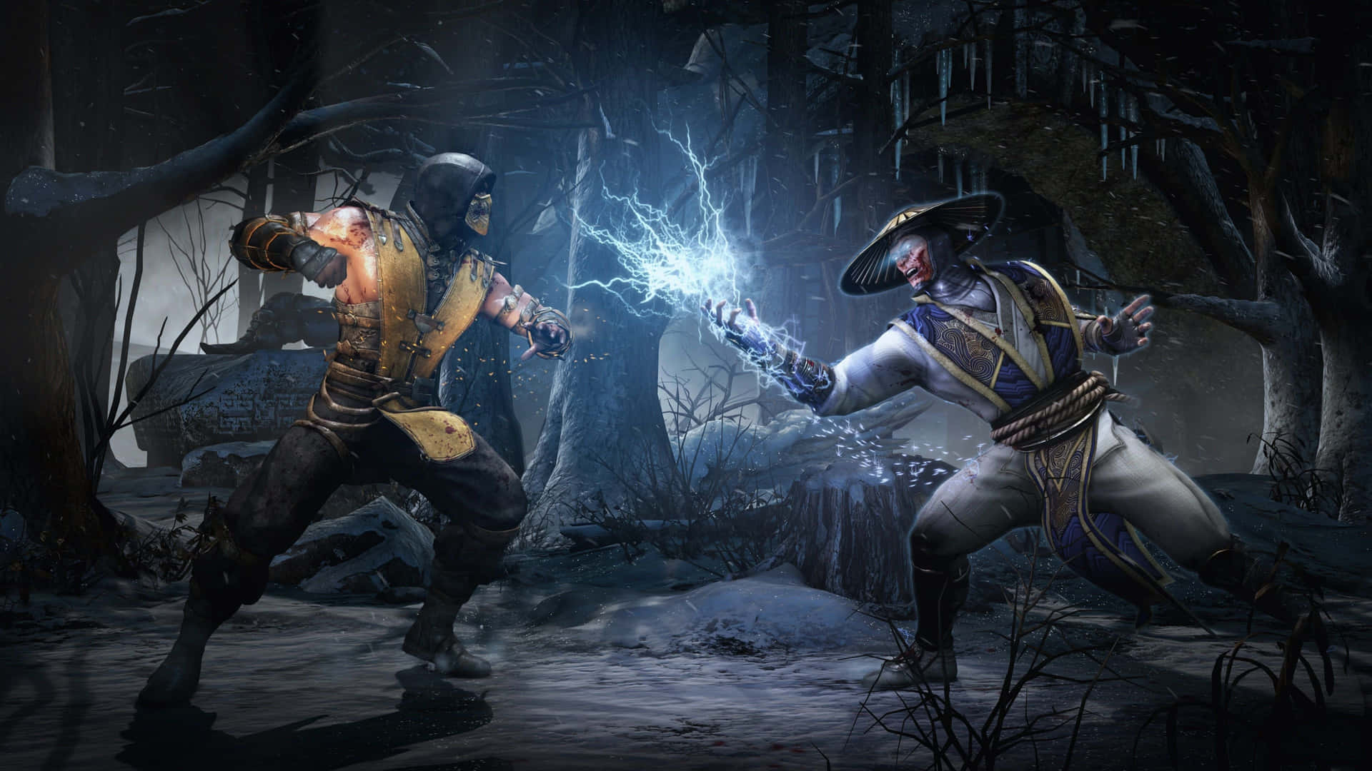 Electrifying Raiden Action in Mortal Kombat Wallpaper