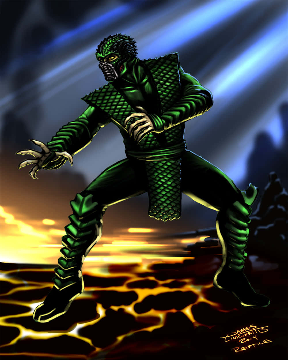 Mortal Kombat's Reptile in action Wallpaper