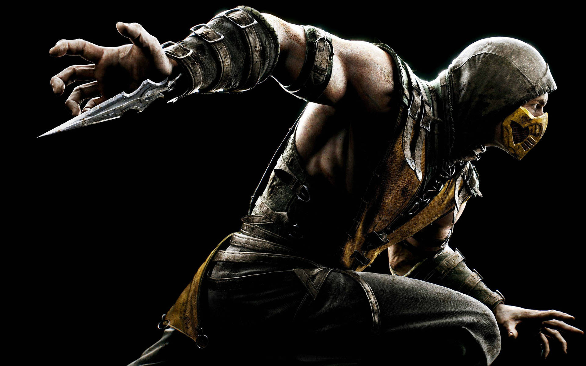 Scorpion unleashing his powerful Scorpion's Sting in Mortal Kombat. Wallpaper