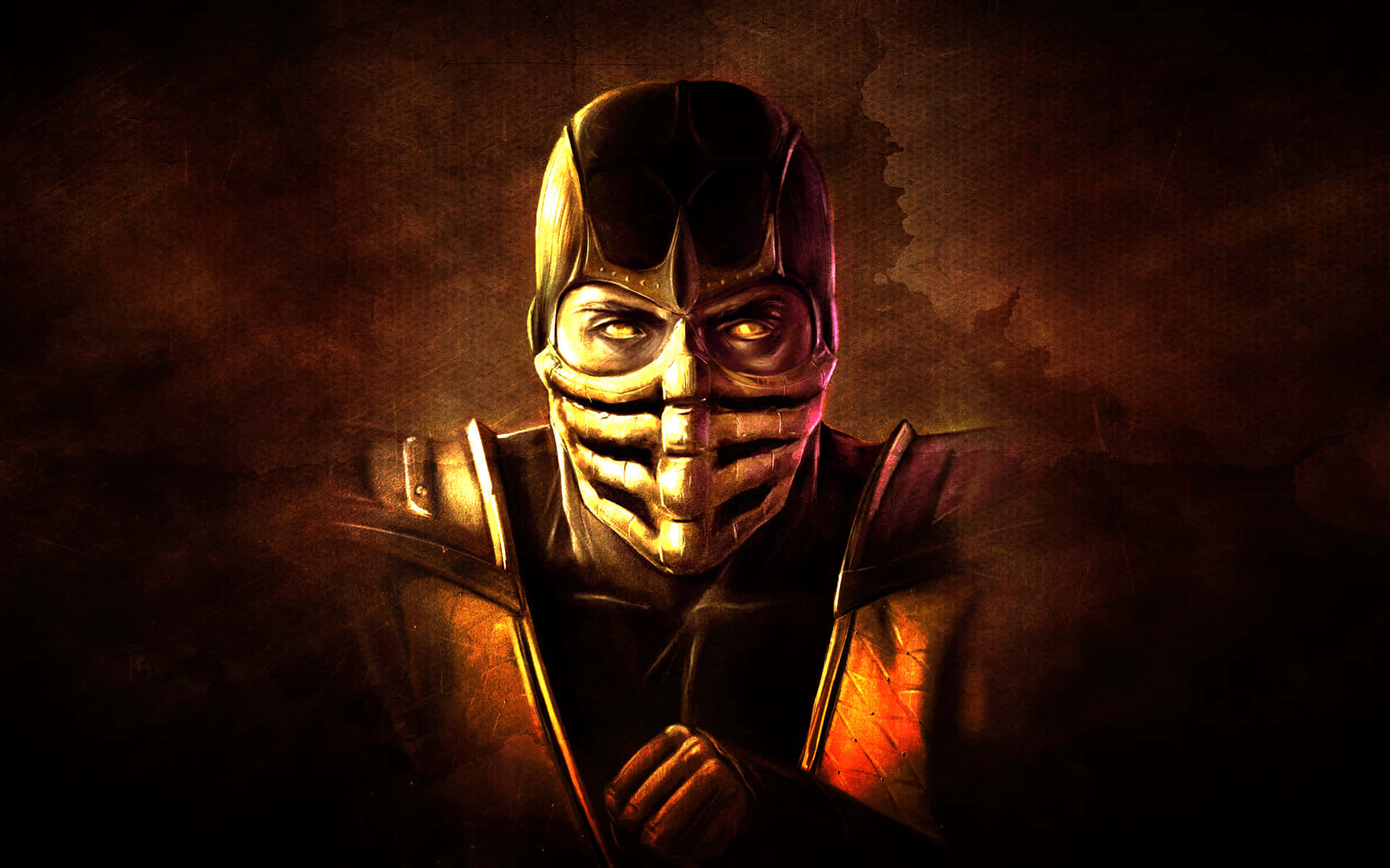 A Black And Gold Image Of A Character In A Mask Wallpaper