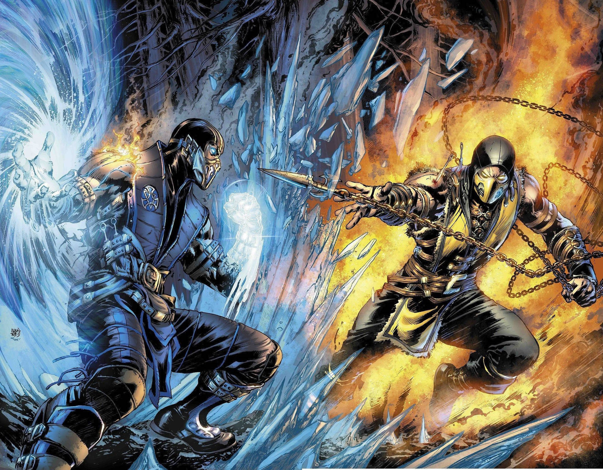 Mortal Kombat Scorpion Vs Sub Zero 2D Wallpaper