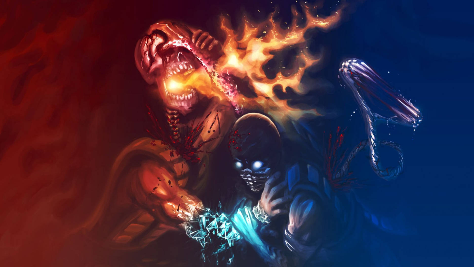 Mortal Kombat Scorpion Vs Sub Zero Cartoon Wallpaper
