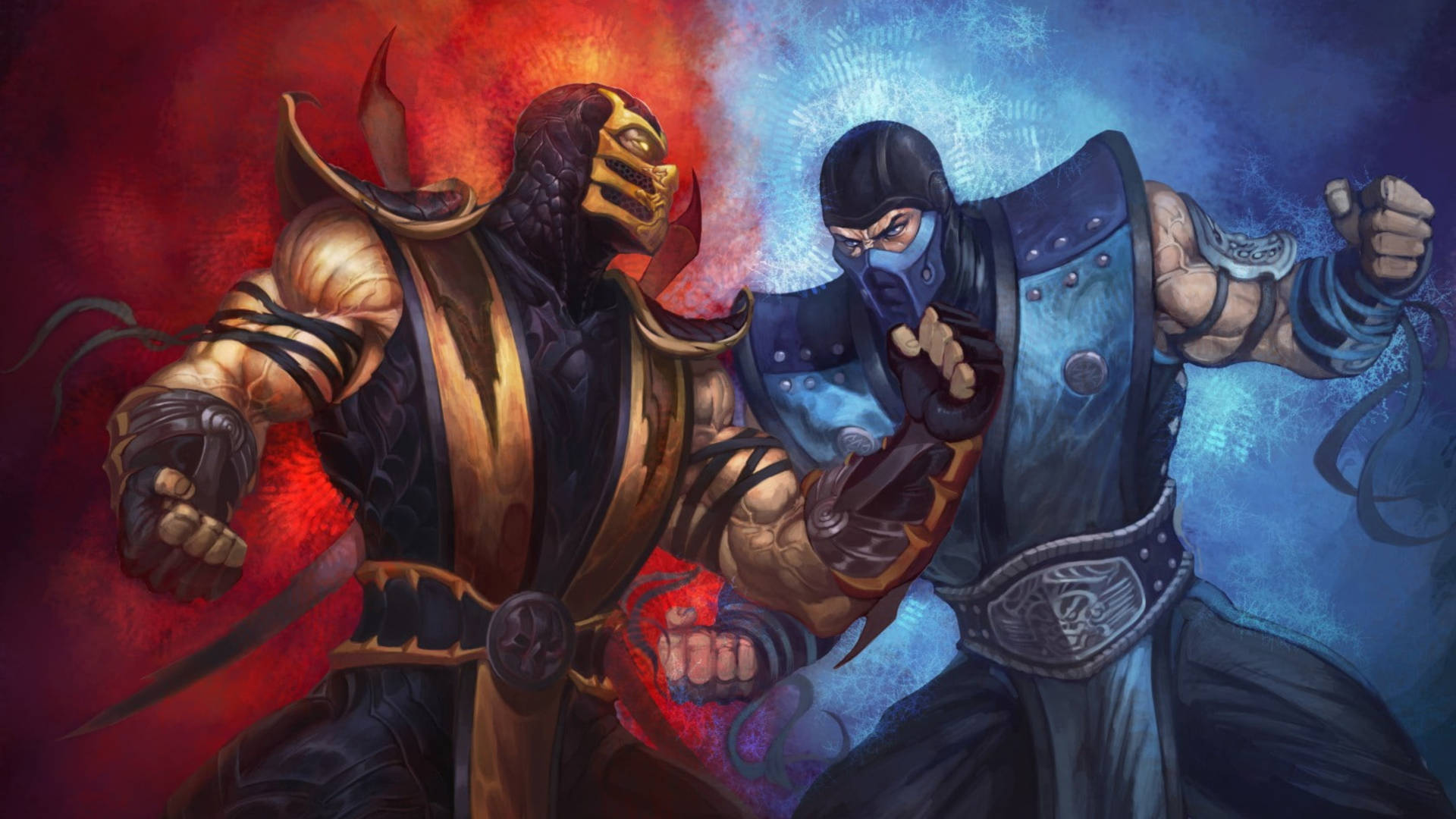 Mortal Kombat Scorpion Vs Sub Zero Realistic Fan Art Fighting Stance Wallpaper