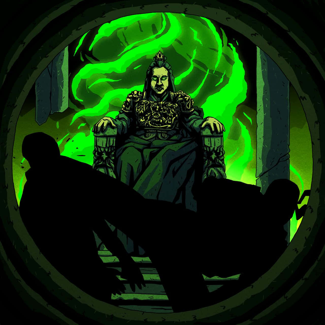 Shang Tsung casting a deadly spell in the Mortal Kombat Universe Wallpaper