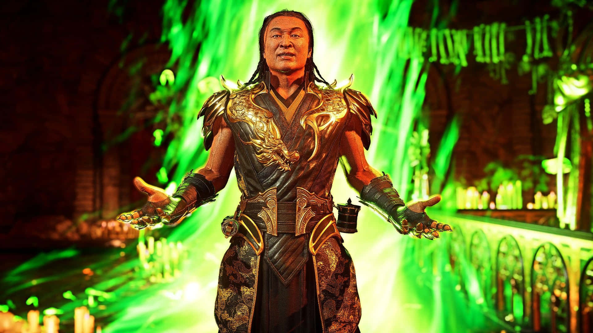 Shang Tsung, the powerful sorcerer of Mortal Kombat, casting his spell. Wallpaper